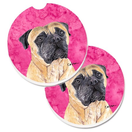 Carolines Treasures Pink Mastiff Set of 2 Cup Holder Car Coaster SC9125PKCARC
